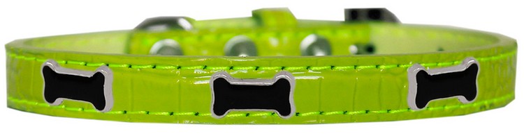 Black Bone Widget Croc Dog Collar Lime Green Size 12